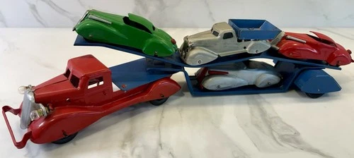 Marx Auto Transport Tractor Trailer Toy Truck Stamped Steel