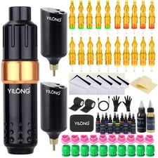Tattoo Kit Wireless Tattoo Gun with 2×1200Mah Power Supply 20Pcs Tattoo Needles