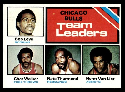 1975-76 TOPPS BULLS TEAM LEADERS LOVE/WALKER/VAN LIER/THURMOND 119 EX-EXMT X8561