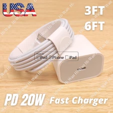 20W PD Fast Wall Charger Power Adapter USB-C Cable For iPhone 14 13 12 11 Pro XR