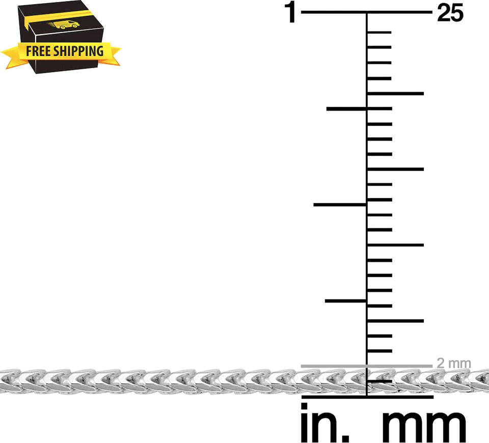 Collar de cadena Franco de plata de ley alto pulido de 2 mm (16, 18, 20, 22, 24 o 3) Foto 4 de 4