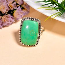 Green Variscite Stone Ring 925 Sterling Silver Statement Ring Gift for Her