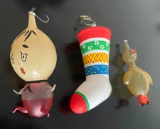 Vintage DE CARLINI Italy Set of (3) Glass Christmas Ornaments