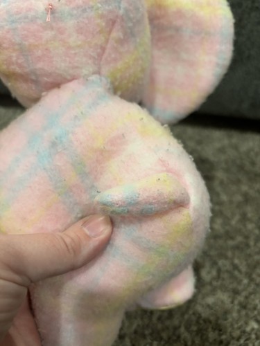 VTG Playskool Elephant Blankies Snuzzles Plaid Plush Blanket Buddy Quilted Ears - Picture 7 of 11