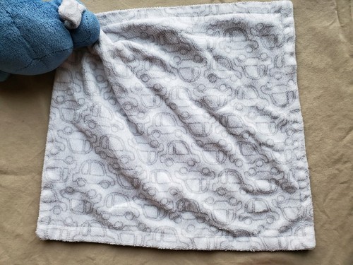 Blue Elephant Security Lovey Baby Blanket Gray with Car Design Gingham Ears Used - Picture 8 of 9