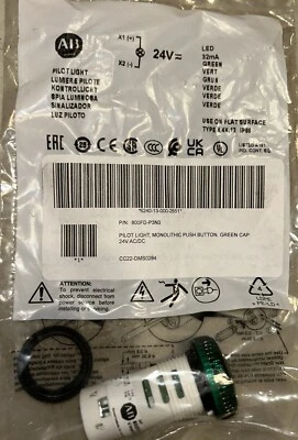 ALLEN-BRADLEY ALLEN BRADLEY AB 800FD-P3N3 GREEN PILOT LIGHT, MONOLITHIC PUSH BUTTON. NEW! F5