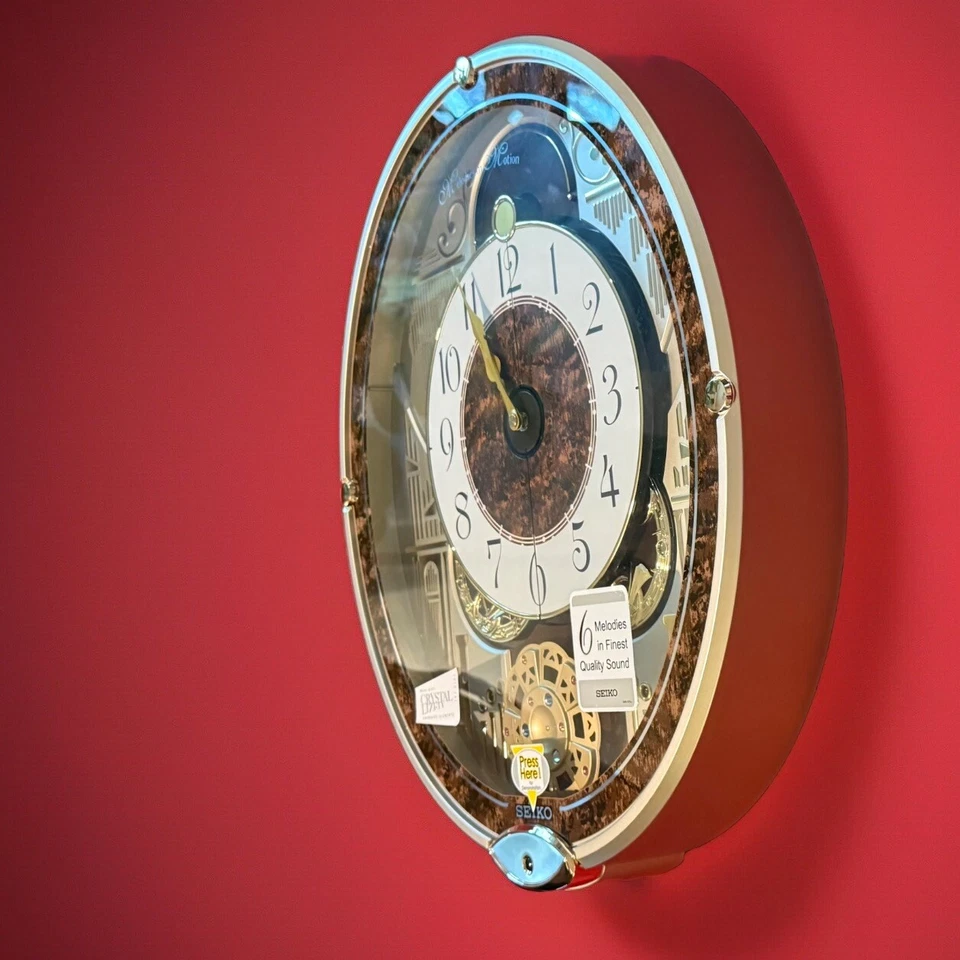 Seiko Melodies In Motion Wall Clock Wall Clock, Golden French Horns QXM265BRH - Image 3 of 4