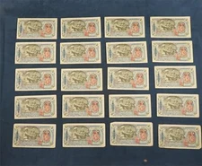 1947 Korea 5 Won 20 Notes Sequential #388901-20 - Free Shipping USA