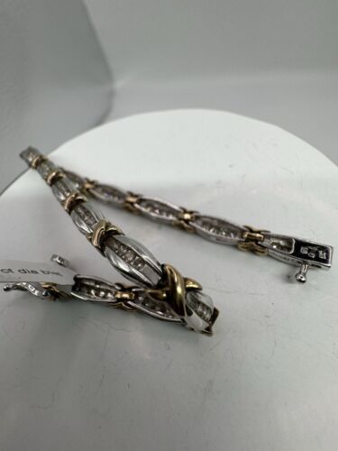 9ct 2col 1ct Diamond Bracelet 10.1 Grams Hallmarked - Picture 9 of 17