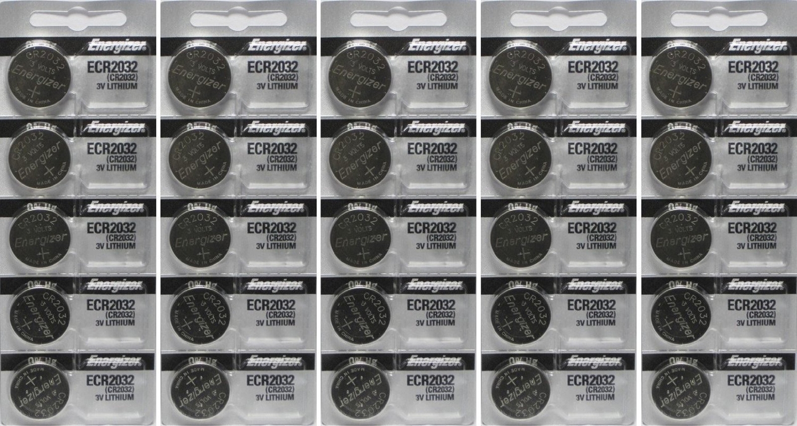 25 Energizer 2032 Battery CR2032 Lithium 3v (5 Packs of 5) 5 Packs