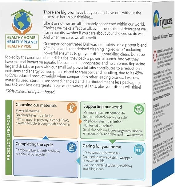 Dishwasher Tablets Natural Dish Cleaner Detergent Dishwashing Soap Tabs, 40 Ct