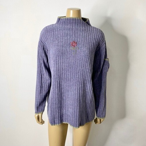 The Disney Store Women’s Size Medium Acrylic Knit Mockneck Floral Eeyore Sweater