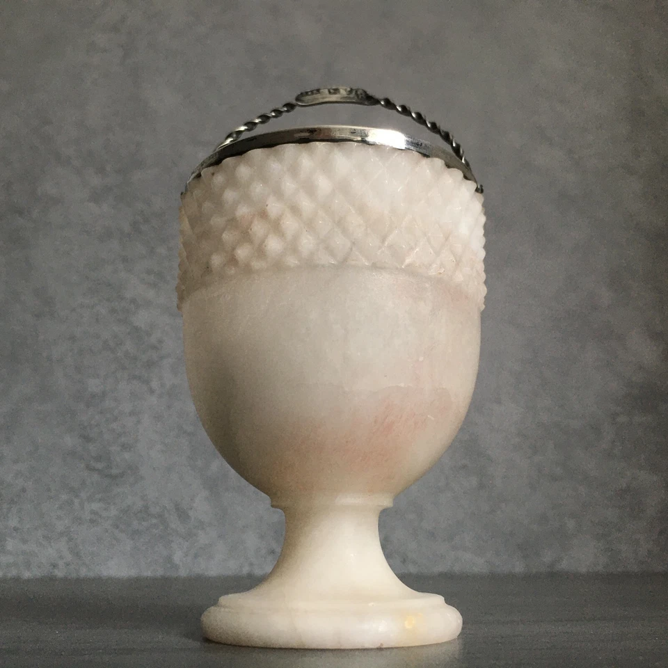 Georgian Swing Handle Alabaster Sugar Basket, Sterling Silver, Dated 1805 - Image 3 of 4