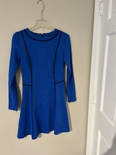 Michael Kors Women's Pyramid Studded Long Sleeves Dress Blue Small