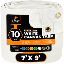 7x9 White Canvas Tarp 10 Oz