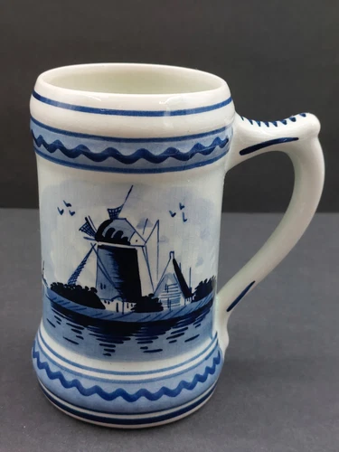 Vtg Ceramic Delft Blue Coffee/Tea Mug Handpainted Designed In Holland H.202 MINT