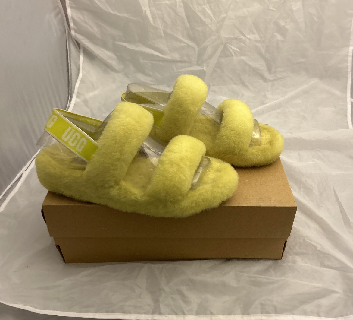 PANTOFOLA D’ORO UGG Oh Yeah Pantofole in pelliccia di zolfo da donna taglia 9 (1107953)