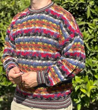 1985 Vintage Missoni Sport Zig Zag Rainbow Knit Striped Pullover Sweater Size L