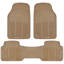 Beige Car Floor Mats Heavy Duty 3pc Universal Fit All Weather  Protection