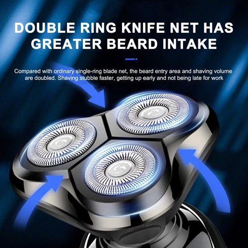 3 In 1 Professional Coreless Dry-wet Razor Men's Rotating Razor Beard Trimmer - Picture 6 of 18