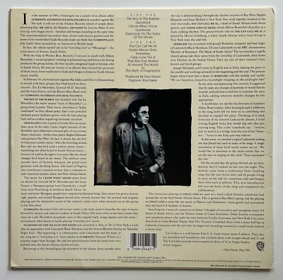 ORIGINAL Vtg 1986 PAUL SIMON Album GRACELAND Record w Inner Lp