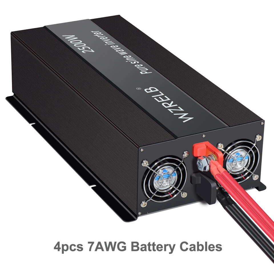 2500W Pure Sine Wave Inverter 24V to 110V 120V Power Home Car Boat Truck Solar - Image 4 of 4