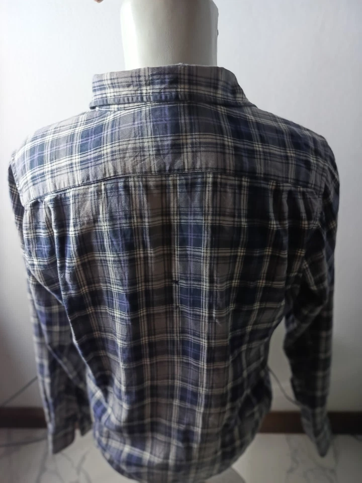 UNIQLO Plaid Shirt Button Up Long Sleeve Shirt Blue / Black | P:21, L:29.5in - Image 4 of 4