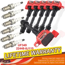 Set of 6 Ignition Coil Pack and Spark Plugs for Maxima Murano Pathfinder Quest