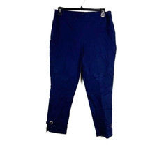 JM Collection Womens L Intrepid Blue Elastic Waist Grommet Capri Pants NWT BD21