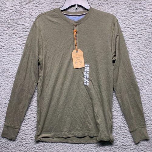 Weatherproof Shirt mens Small Green Heather Long Sleeve Henley Tee
