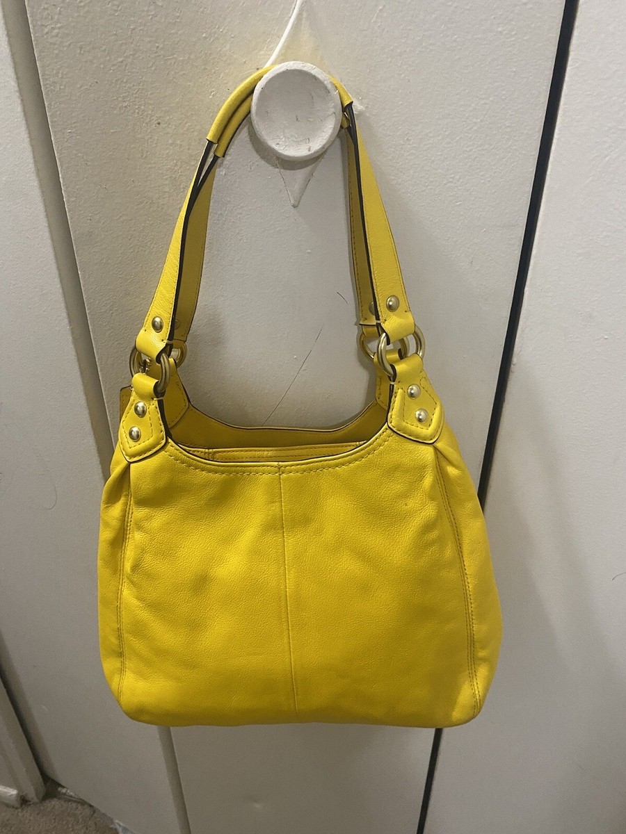 ☆EMIS☆ DAILY LONG HOBO BAGYELLOW m1037_1333947 Top Zip Mustard Yellow Genuine Leather Hobo Shoulder Bag