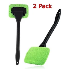 Fnyko 2PCS Windshield Cleaner with Microfiber Cloth, Handle and Pivoting Head-