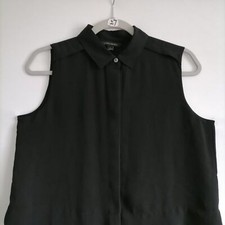Banana Republic Women's Black Blouse Sheer Button Down Layered Sleeveless Size S
