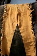 Native American Western Trousers Suede Leather Cowboy Fringes Pants