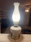 VTG 16”Square Hobnail Milkglass Hurricane Electric Parlor Lamp Rare Style Workin