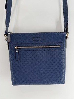 Gucci Diamante Hilary Lux Blue Leather Crossbody Bag 11x11.5x1 387399