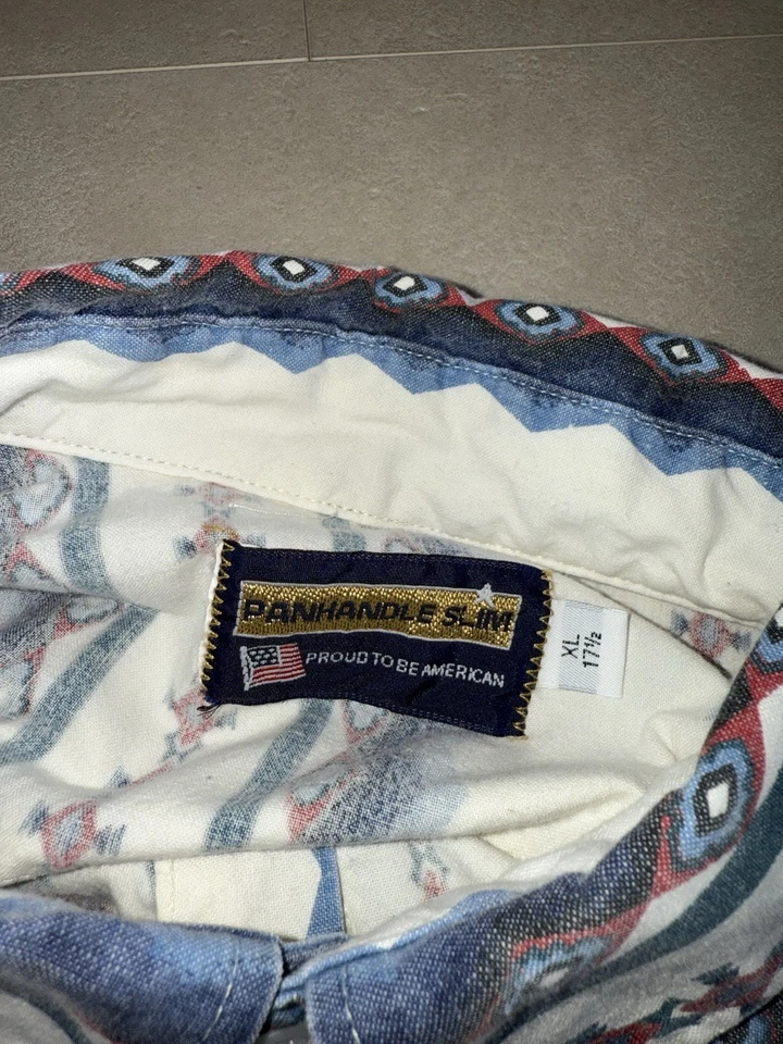 Vintage Panhandle Slim Western Wear Shirt Men's Size XL Pearl Snap Aztec - Image 4 of 4