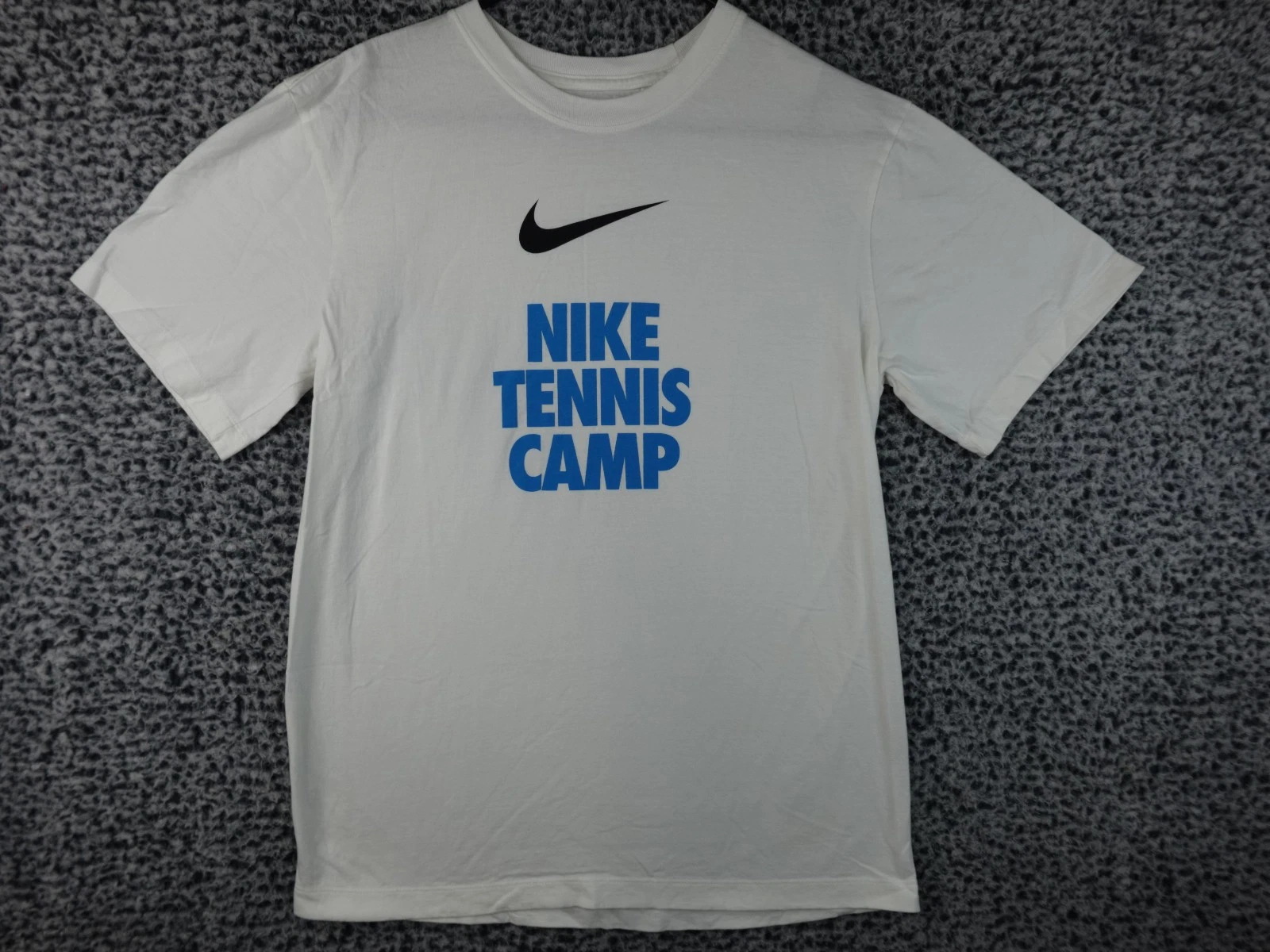 Nike Shirt Men Small White Solid Tennis Camp Tee Crew Neck Pullover Adult S