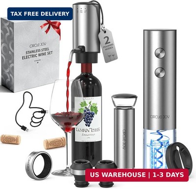 CIRCLE JOY Rechargeable Electric Wine Opener Set 8-in-1 Stainless Steel Automati