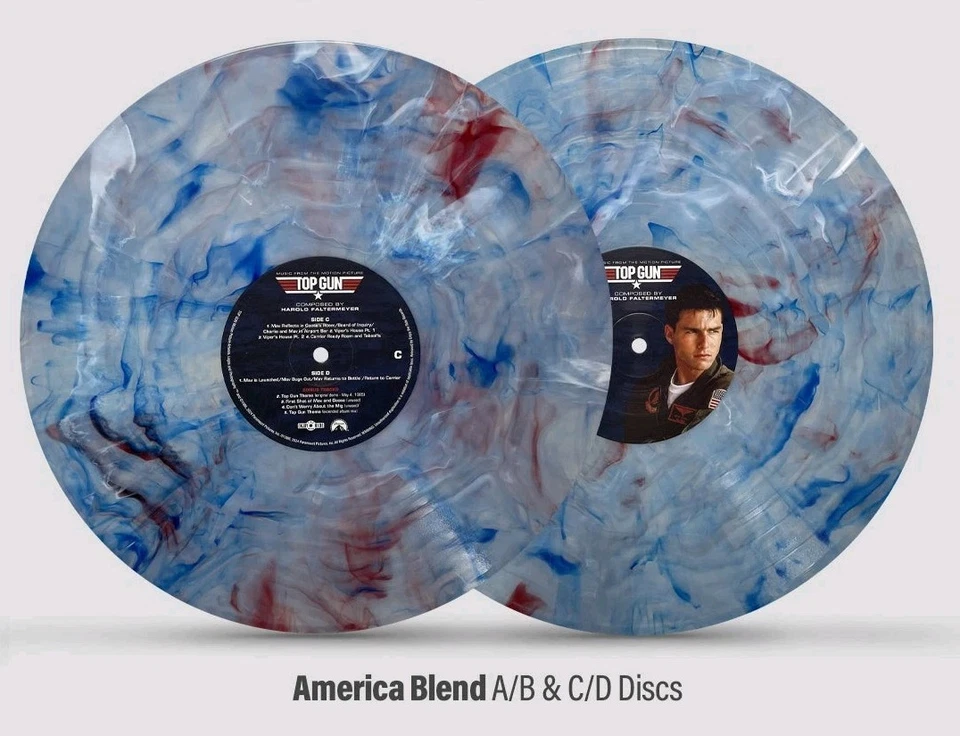 TOP GUN Music From The Movie America Swirl Vinyl 2 LP Limited 350 Deluxe OST - Image 2 of 4