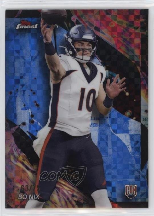 2024 Topps Finest Uncommon Blue Checkerboard Refractor 63/75 Bo Nix #163 1k9t
