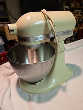 Vintage Hobart KitchenAid Tilt-Head Mixer K45SS Cream With Bowl Works!