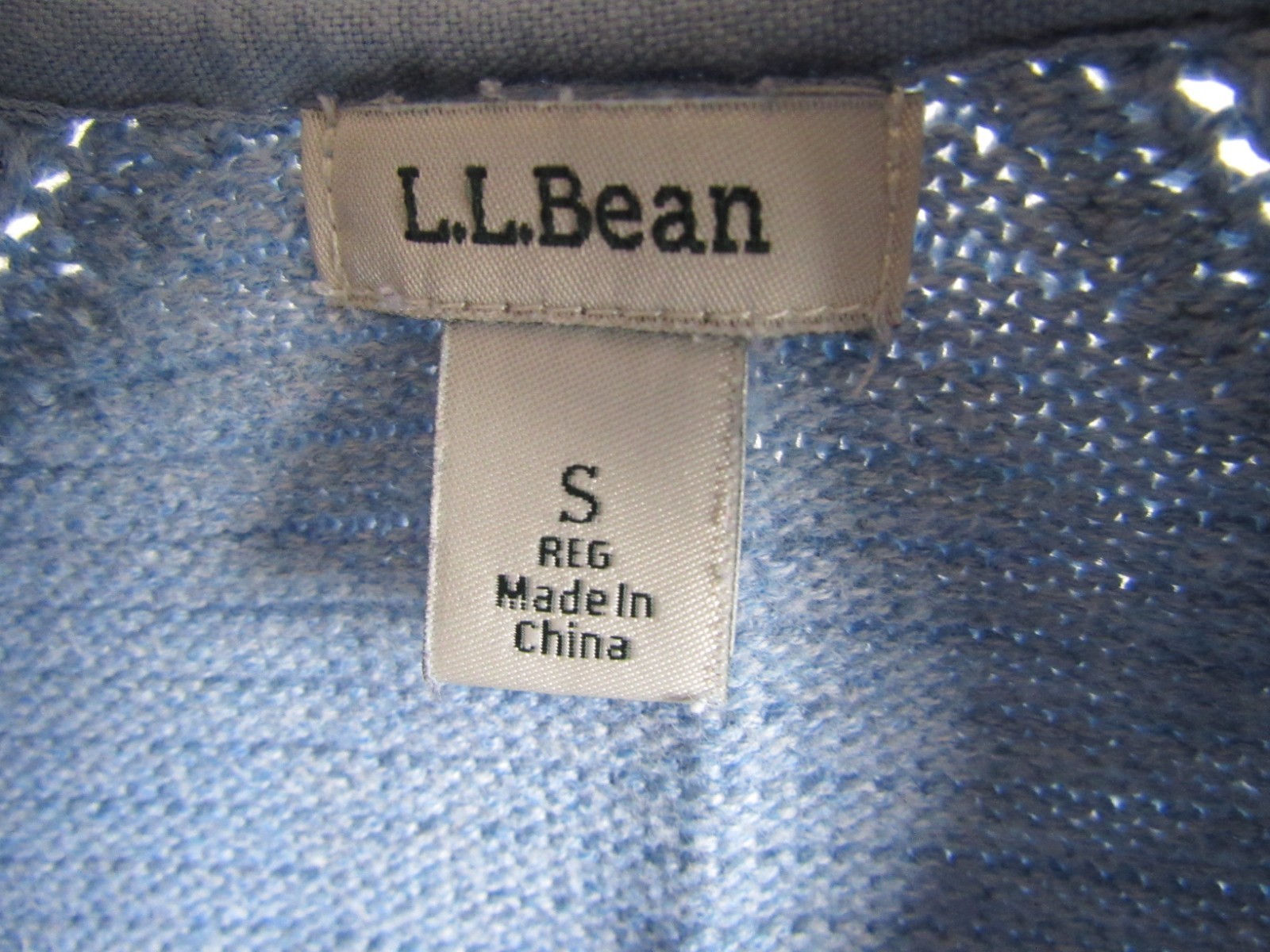 LL Bean Solid Blue Open Front Cotton Cardigan Swe… - image 3