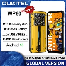Global Version OUKITEL WP60 5G Rugged Phone 7.2” 120Hz 108MP 48GB+512GB 10000mAh