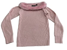 Jamie Nicole Collection Sweater Women's Small Pink Fur Wide Neck Ribbed