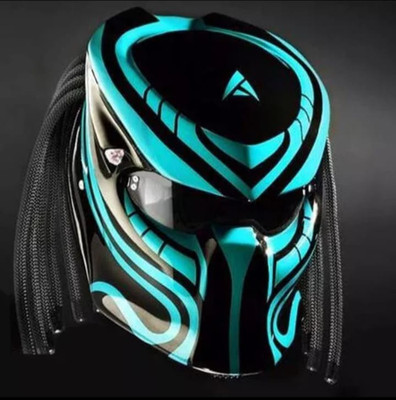 PREDATOR MOTORRADHELM CUSTOM LIGHT BLUE LINE ( DOT & ECE ZERTIFIZIERT)