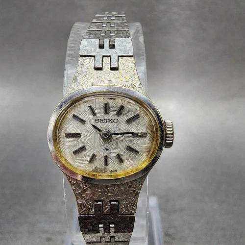 Seiko Watch Women 17mm Silver Dial Silver Tone Manual Round 11-7619 Runs VTG AB1