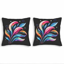 Vibrant Floral Throw Pillow Covers - Set of 2 18x18in Cushion Cases