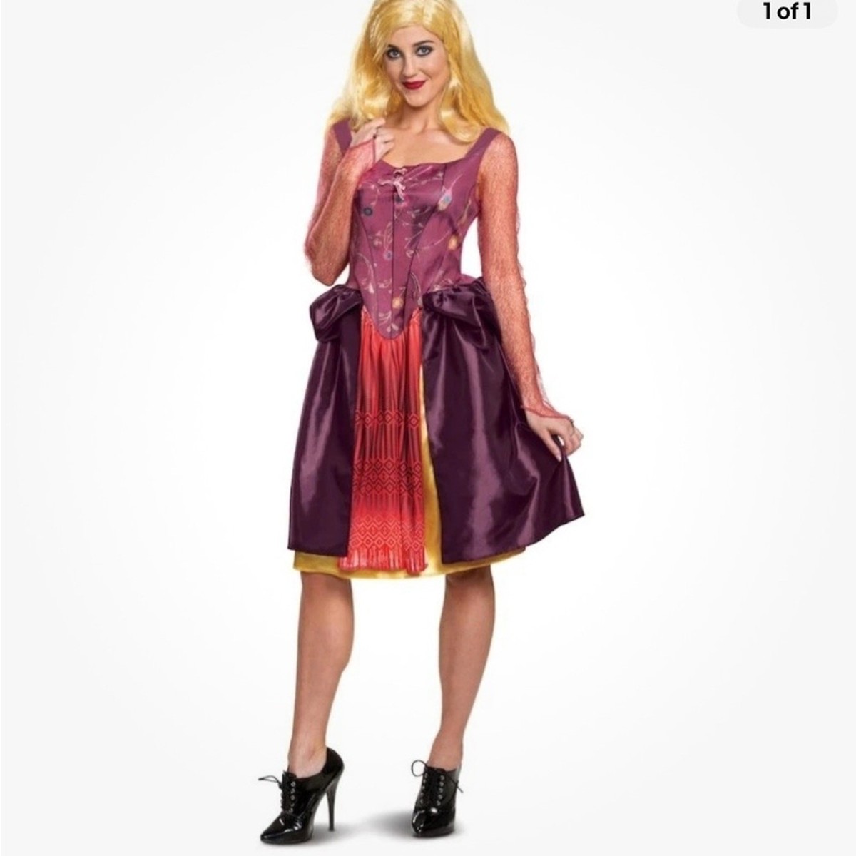 sarah sanderson short dress Authentic Hocus Pocus Sarah Sanderson Costume for Women | Adult | Womens | S | Pink/Purple/Red
