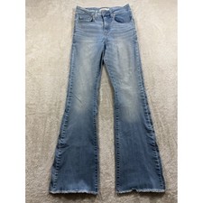 Levi's Womens 726 High Rise Flare Raw Hem Blue Jeans 27 Meas: 26x31